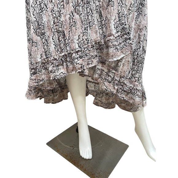 Miami Maxi Dress M Francesca’s Hi/Lo Ruffled Hemline Wrap Around Flutter Sleeves - Picture 10 of 15